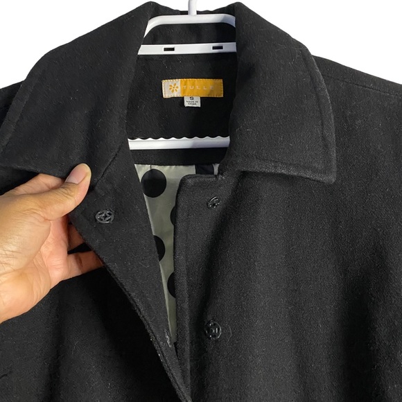 Anthropologie x Tulle Women's Black Wool Blend Polka Dot Lined Pea Coat - Picture 4 of 12